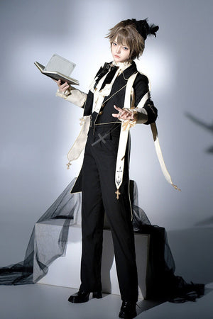 Prayer Prince Gothic Elegant Set - LolitaEraShirt + Coat + Pants(Set Special Offer)SBlackPrayer Prince Gothic Elegant Set