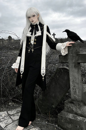 Prayer Prince Gothic Elegant Set - LolitaEraShirt + Coat + Pants(Set Special Offer)SBlackPrayer Prince Gothic Elegant Set
