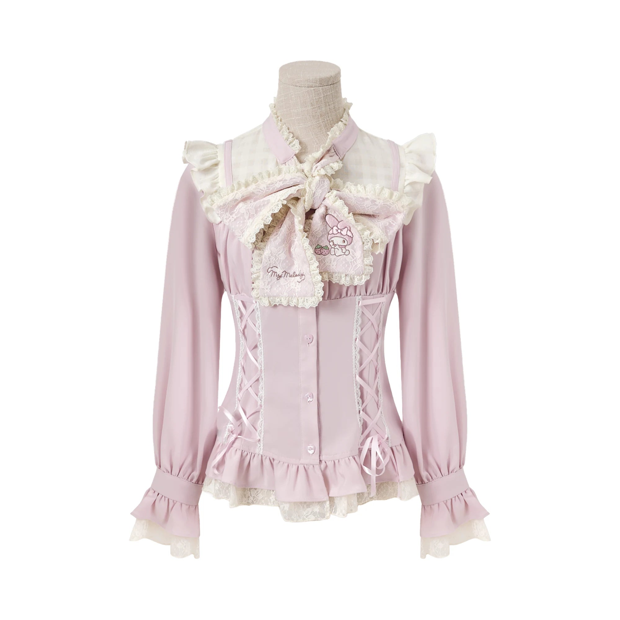 Princess Style Maiden Magazine Lace Patchwork Long Sleeve Shirt Skirt Pants Set