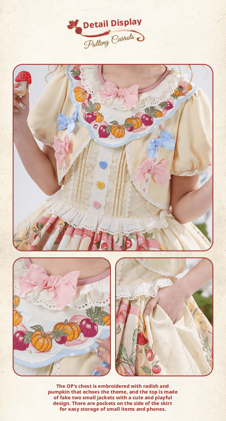 Pulling Radishes Cute Sweet Lolita Dress - LolitaEraApronSPulling Radishes Cute Sweet Lolita Dress