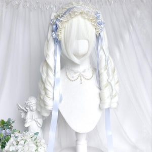 Pure White Twin Tails Long Wavy kawaii Wig - LolitaEraWhitePure White Twin Tails Long Wavy kawaii Wig