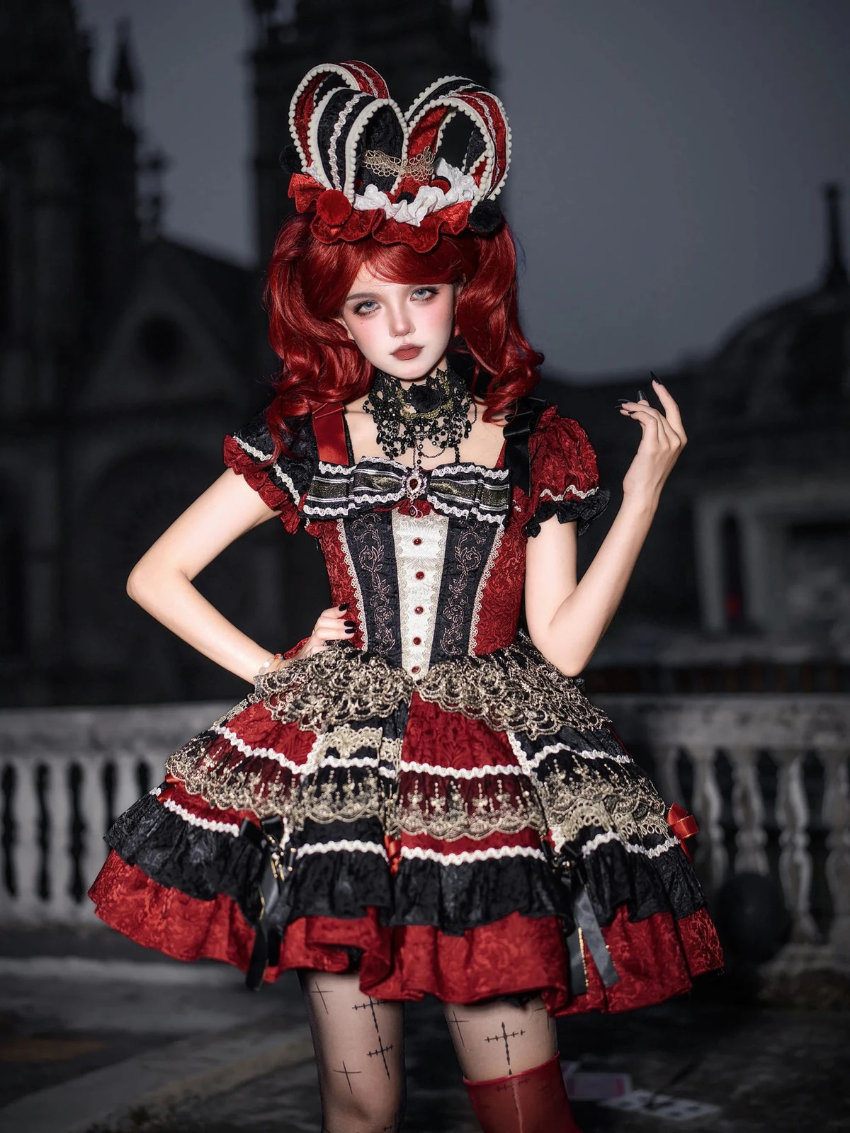 Queen of Hearts Sweet Cool Gothic Lolita OP Dress - LolitaEra
