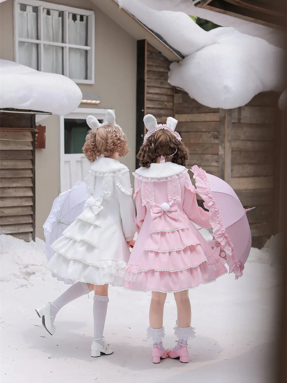 【Dear Dolls】Xiongzhishu Original Rabbit-Themed Lolita Cake-Style Waist-Cinching Back-Opening Woolen Coat