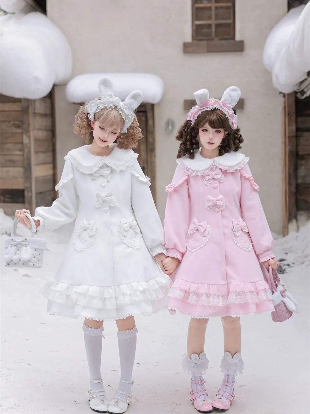 【Dear Dolls】Xiongzhishu Original Rabbit-Themed Lolita Cake-Style Waist-Cinching Back-Opening Woolen Coat