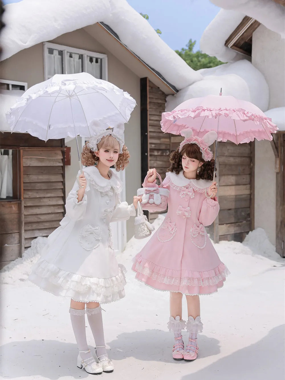 【Dear Dolls】Xiongzhishu Original Rabbit-Themed Lolita Cake-Style Waist-Cinching Back-Opening Woolen Coat