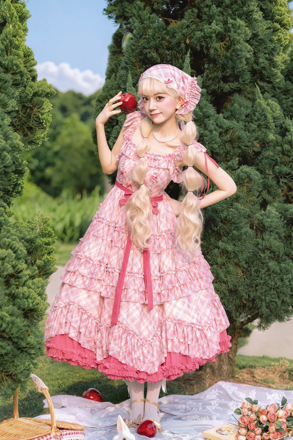 Raspberry Bubble Sweet Lolita Tiered Cake JSK Dress - LolitaEra