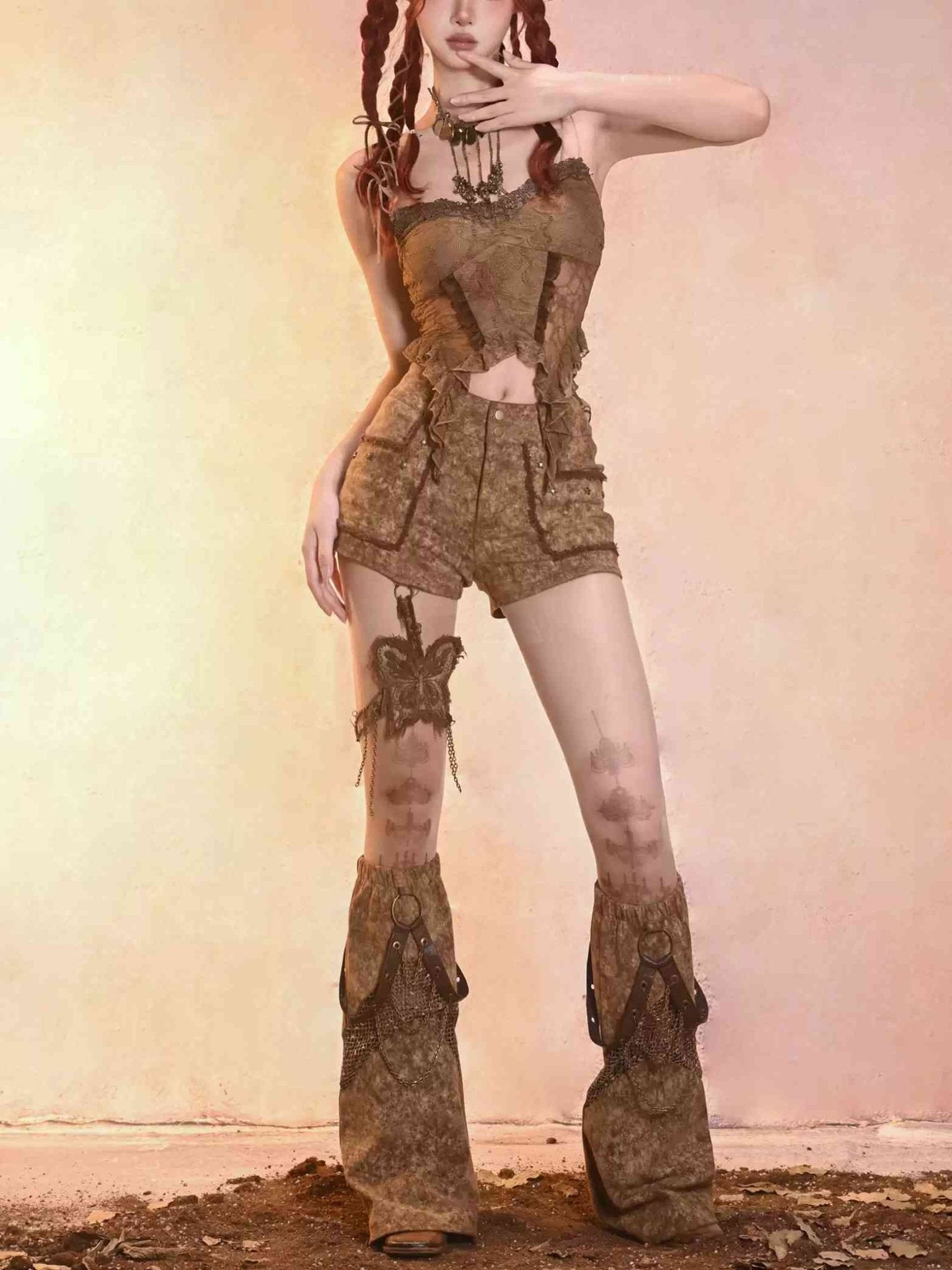 Retro Post - Apocalyptic Y2K Denim Set - LolitaEraTop 1SRetro Post - Apocalyptic Y2K Denim Set