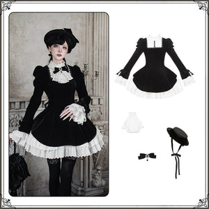 Return to Dusk Elegant Stand - Collar OP Lolita Dress - LolitaEraFour - piece short OP setSReturn to Dusk Elegant Stand - Collar OP Lolita Dress