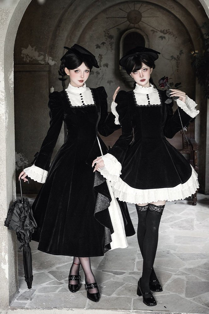 Return to Dusk Elegant Stand-Collar OP Lolita Dress - LolitaEra