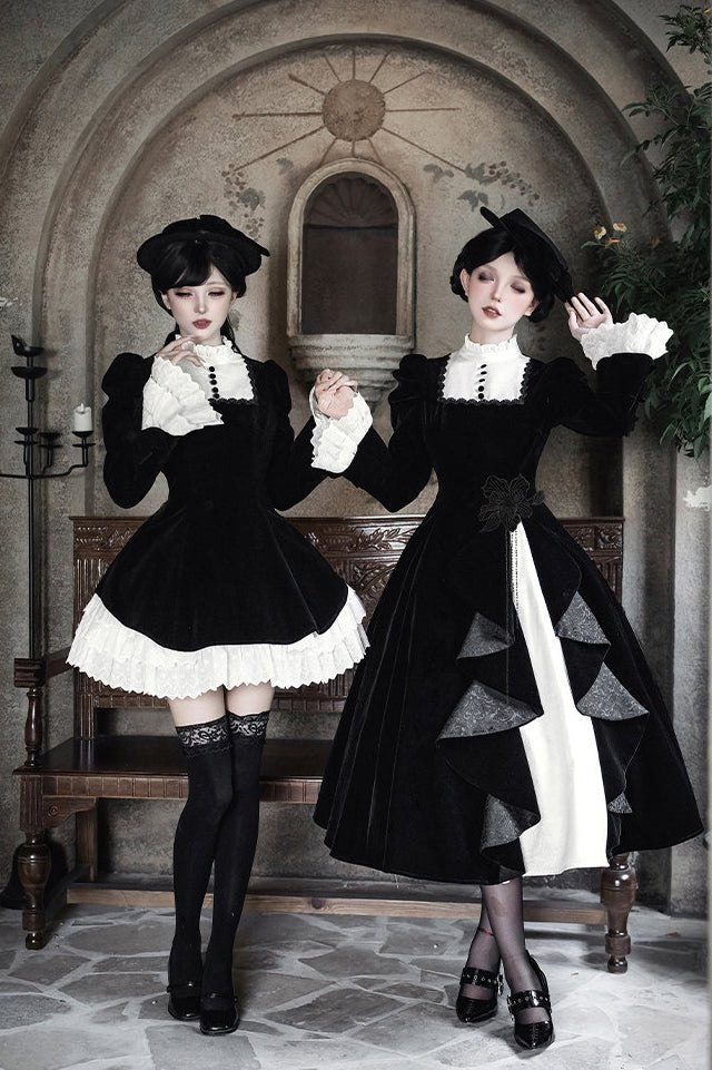 Return to Dusk Elegant Stand - Collar OP Lolita Dress LE1185 - LolitaEraFive - piece long OP setSReturn to Dusk Elegant Stand - Collar OP Lolita Dress LE1185