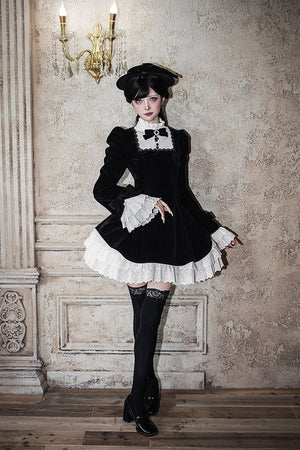 Return to Dusk Elegant Stand - Collar OP Lolita Dress LE1185 - LolitaEraFive - piece long OP setSReturn to Dusk Elegant Stand - Collar OP Lolita Dress LE1185