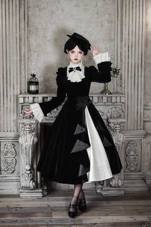 Return to Dusk Elegant Stand - Collar OP Lolita Dress LE1185 - LolitaEraFive - piece long OP setSReturn to Dusk Elegant Stand - Collar OP Lolita Dress LE1185