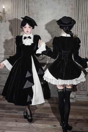 Return to Dusk Elegant Stand - Collar OP Lolita Dress LE1185 - LolitaEraFour - piece short OP setSReturn to Dusk Elegant Stand - Collar OP Lolita Dress LE1185