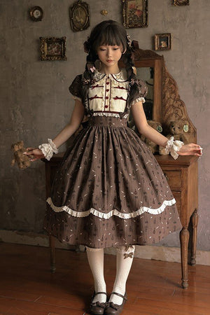 Rich Cocoa Doll Collar OP Dress - LolitaEraShort OPSRich Cocoa Doll Collar OP Dress