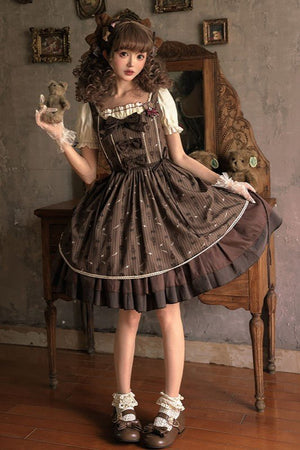 Rich Cocoa Doll Collar OP Dress - LolitaEraShort OPSRich Cocoa Doll Collar OP Dress