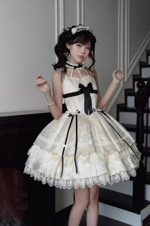 Rich Girl Style Lolita Dress - LolitaEraWhite JSK+Hair ClipsSRich Girl Style Lolita Dress