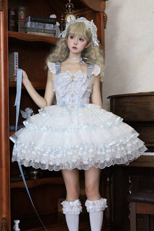 Rose Feather Spin Ballet Sweet Lolita JSK 1337 - LolitaEraBlueSRose Feather Spin Ballet Sweet Lolita JSK 1337