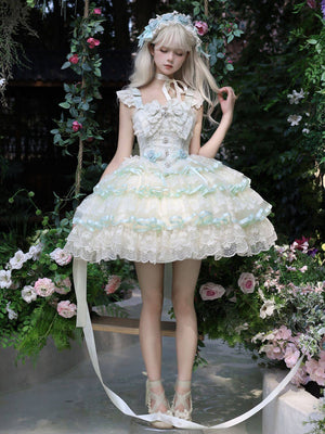 Rose Feather Spin Ballet Sweet Lolita JSK 1337 - LolitaEraBlueSRose Feather Spin Ballet Sweet Lolita JSK 1337