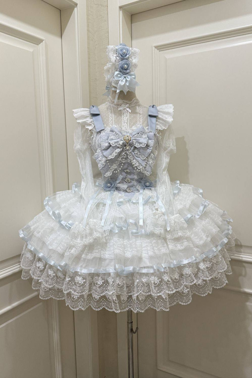 Rose Feather Spin Ballet Sweet Lolita JSK 1337 - LolitaEraBlueSRose Feather Spin Ballet Sweet Lolita JSK 1337