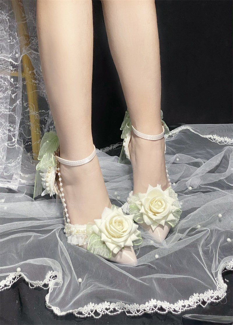 Rose Gift Lolita Bridal Heels LE5105 - LolitaEraMint Green 5CM34Rose Gift Lolita Bridal Heels LE5105