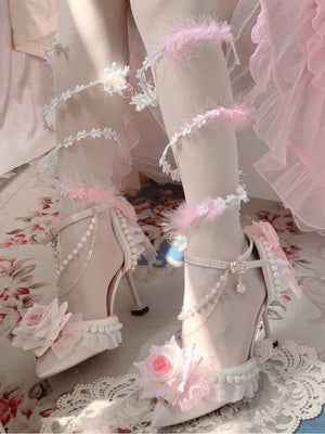 Rose Gift Lolita Bridal Heels LE5106 - LolitaEraWhite Leg - Wrapping Vines34Rose Gift Lolita Bridal Heels LE5106