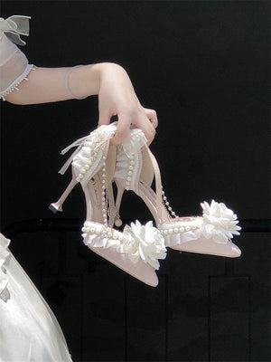 Rose Gift Lolita Bridal Heels LE5106 - LolitaEraWhite 5CM34Rose Gift Lolita Bridal Heels LE5106