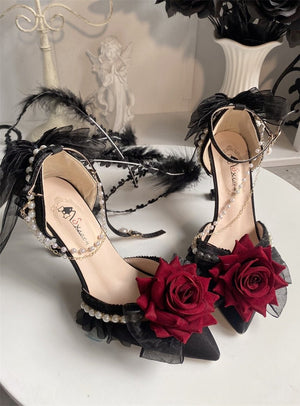 Rose Gift Lolita Bridal Heels LE5107 - LolitaEraRed 5CM34Rose Gift Lolita Bridal Heels LE5107