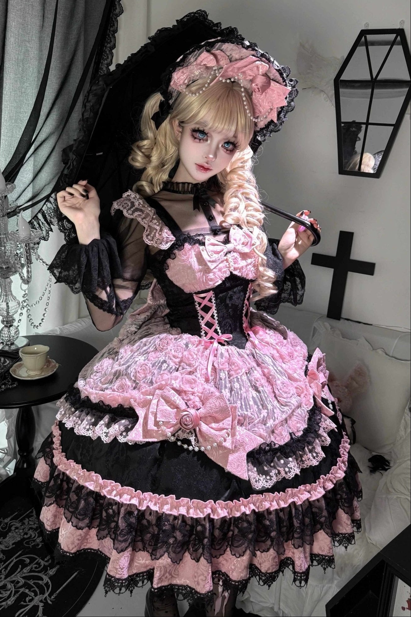 Rose Princess Lolita Pink JSK Dress 1314 - LolitaEraPink JSKSRose Princess Lolita Pink JSK Dress 1314