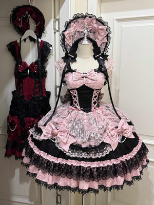 Rose Princess Lolita Pink JSK Dress 1314 - LolitaEraPink JSK+BNTSRose Princess Lolita Pink JSK Dress 1314