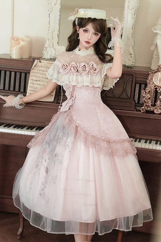 Rose Sonnet Lolita Pink Dress Set 1295 - LolitaEraPink SetSRose Sonnet Lolita Pink Dress Set 1295