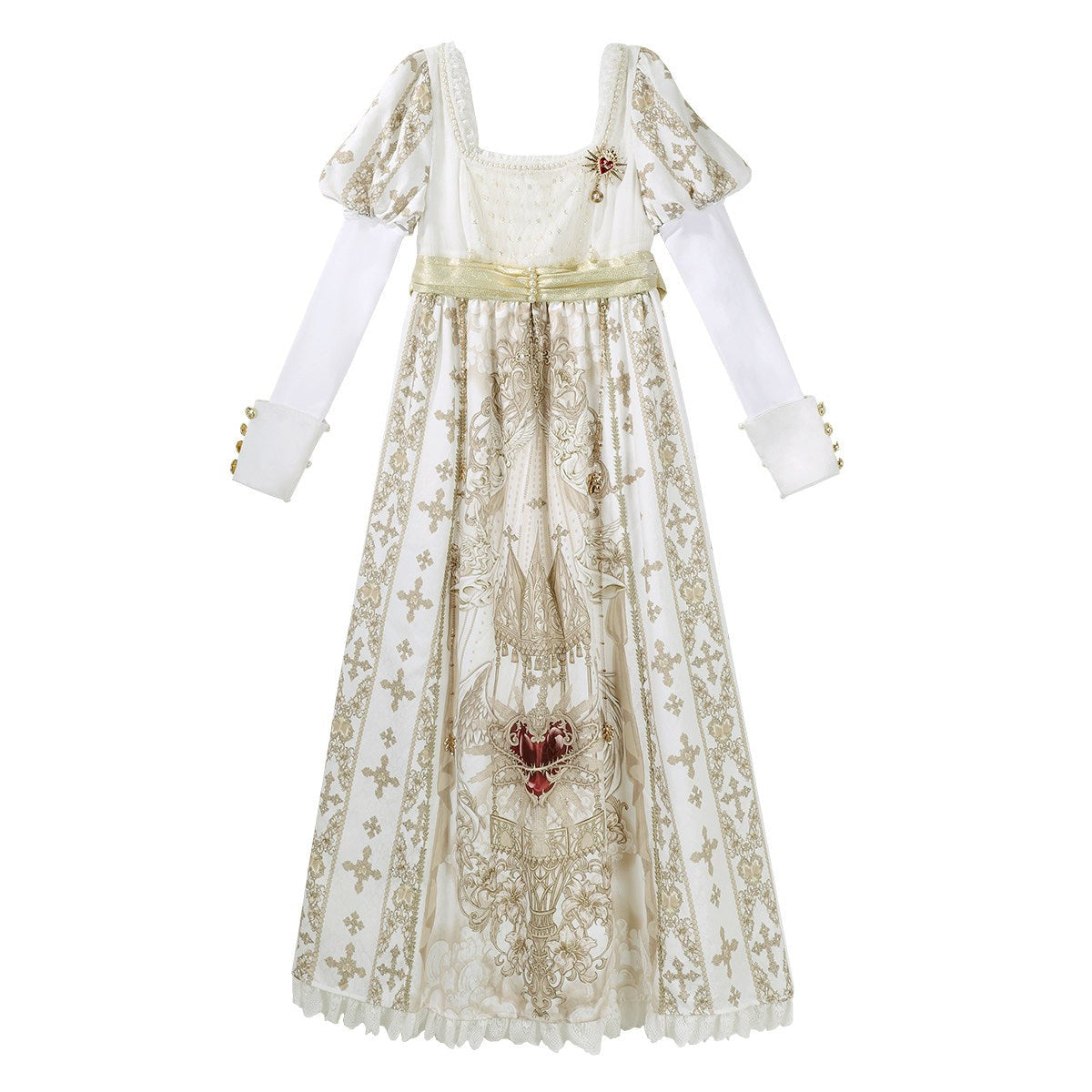 Sacred Coronation Gothic Cathedral Print Empire Lolita OP Dress Set - LolitaEra