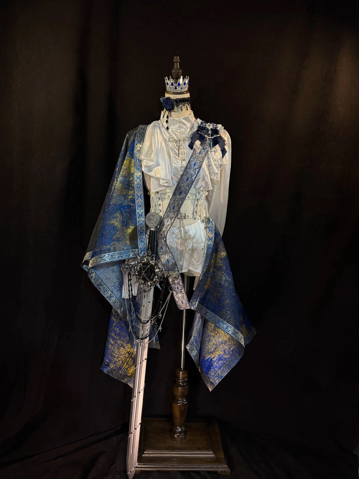 Sapphire Sovereign Royal Knight Court Style Vintage Gothic Lolita Prince Set - LolitaEra