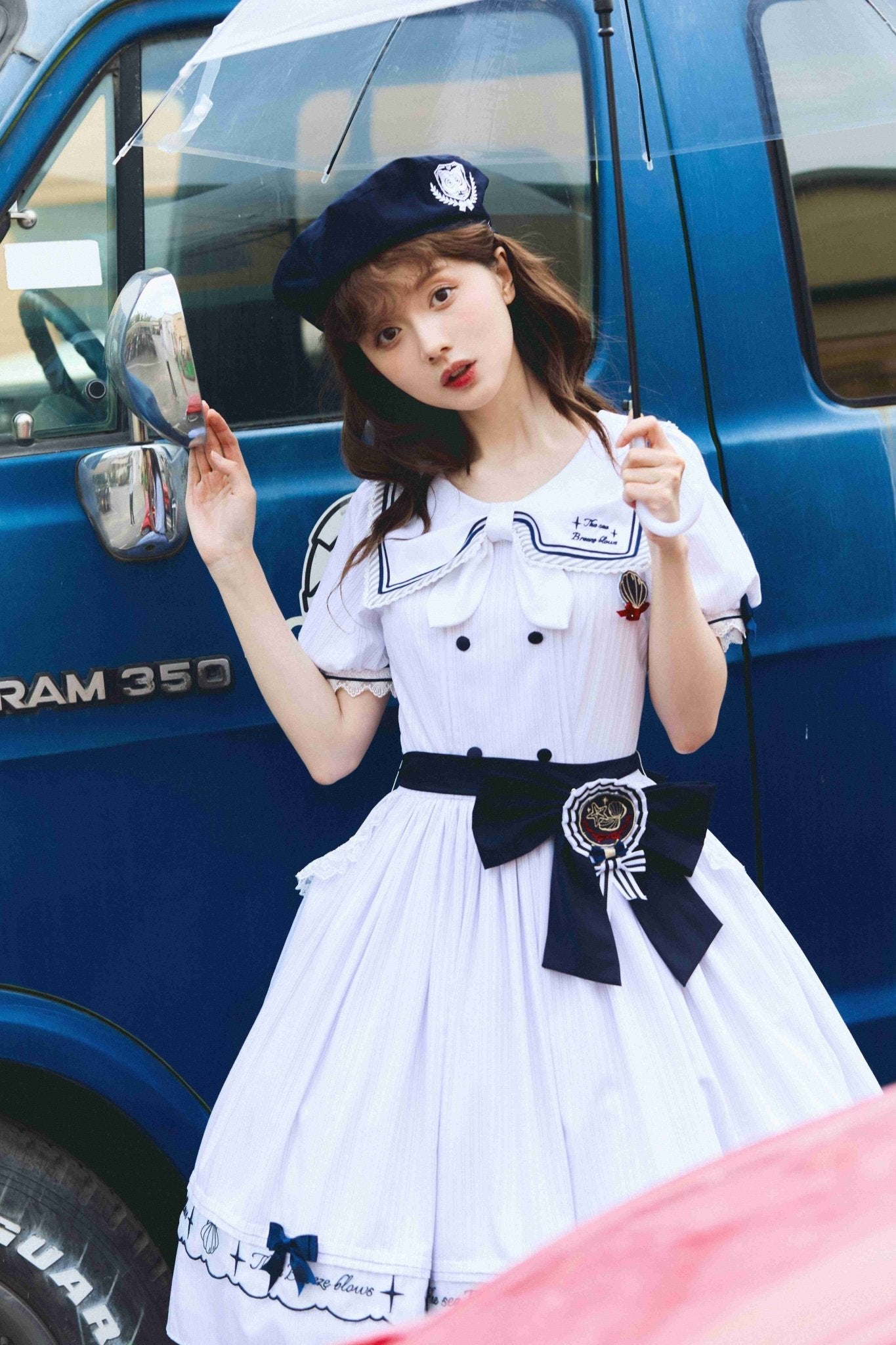 Sea Breeze Nautical Stripe Summer Lolita OP - LolitaEraOP DressXSBlueSea Breeze Nautical Stripe Summer Lolita OP