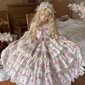 Secret Garden Lolita Pink JSK Dress LE1204 - LolitaEraPink JSKSSecret Garden Lolita Pink JSK Dress LE1204