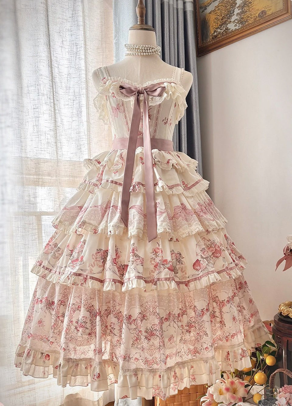 Secret Garden Lolita Pink JSK Dress LE1204 - LolitaEraPink JSKSSecret Garden Lolita Pink JSK Dress LE1204