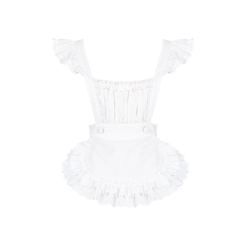 Seven Day Bell Navy Collar Tiered Short OP Lolita Dress - LolitaEraApron(One Size)SSeven Day Bell Navy Collar Tiered Short OP Lolita Dress