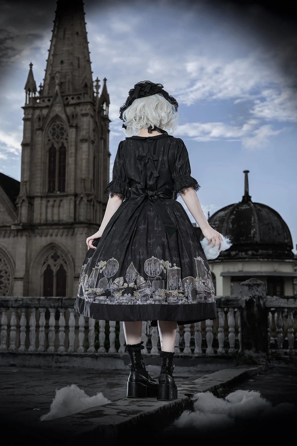 Shadow Window Lolita Gothic Peter‑pan Collar OP & Velvet JSK Dress - LolitaEra