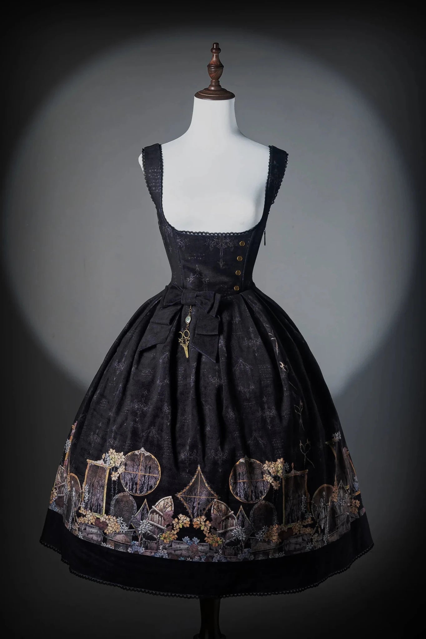 Shadow Window Lolita Gothic Peter‑pan Collar OP & Velvet JSK Dress - LolitaEra