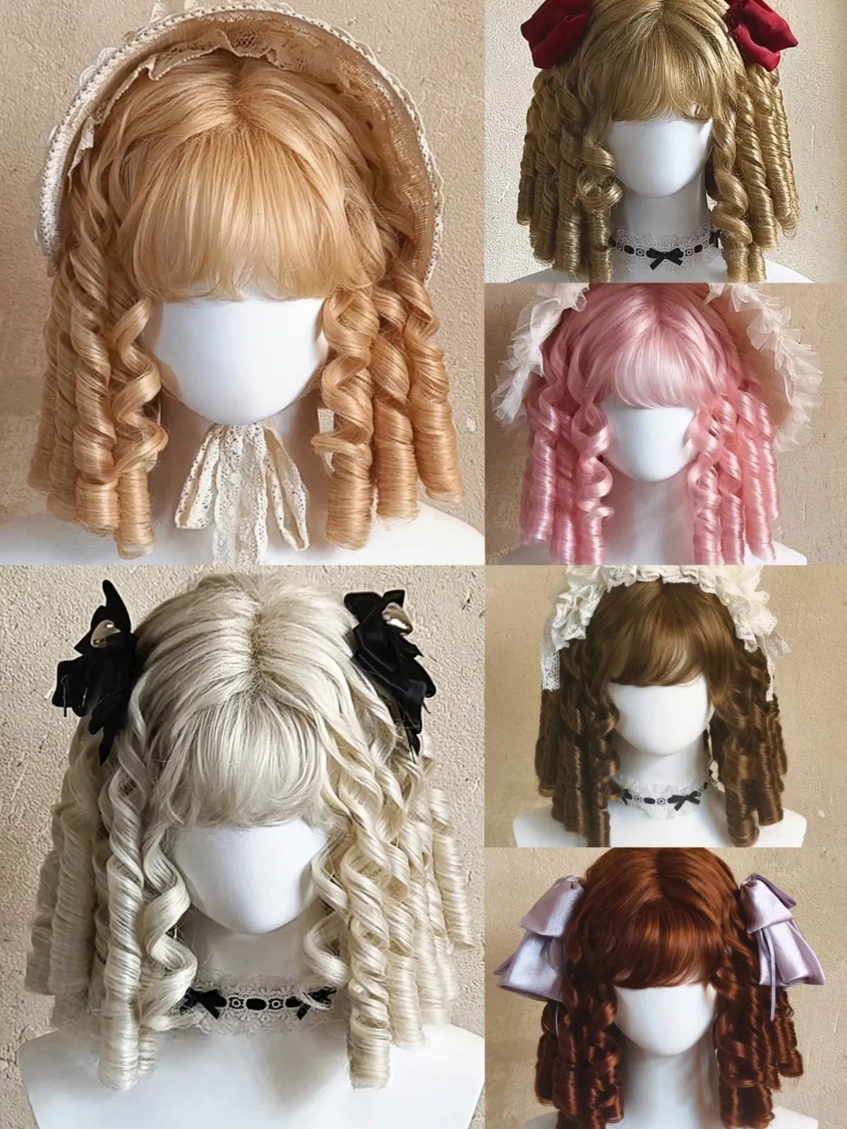 Short Explosive Flash Roman Roll Wig Imported Silk Lolita Wig Cute Oil Painting Mabuhi