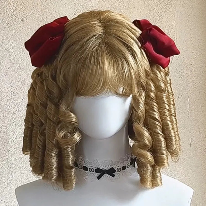 Short Explosive Flash Roman Roll Wig Imported Silk Lolita Wig Cute Oil Painting Mabuhi