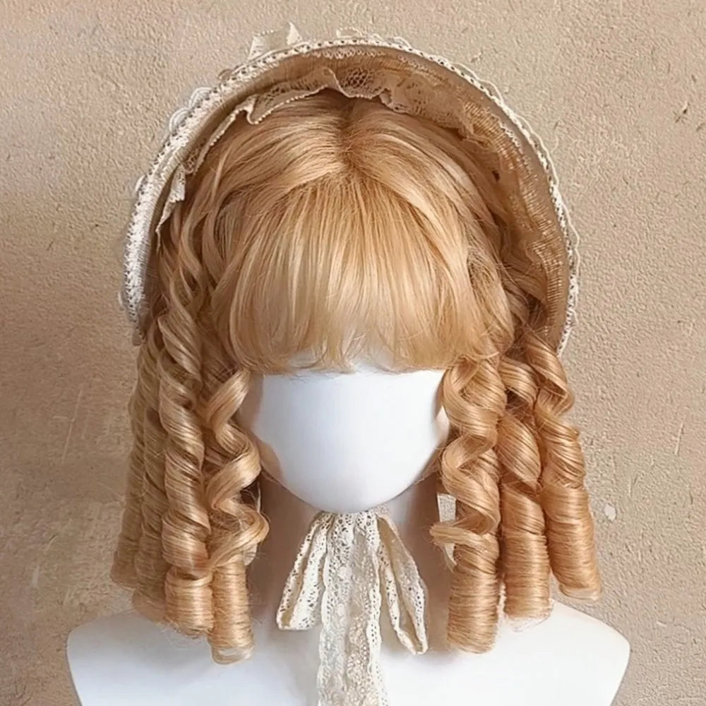 Short Explosive Flash Roman Roll Wig Imported Silk Lolita Wig Cute Oil Painting Mabuhi