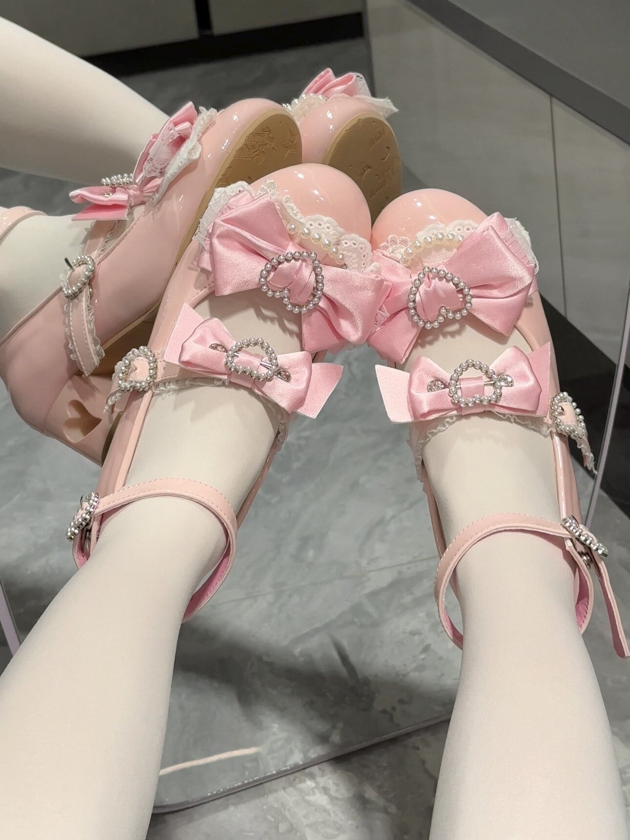 Showa Vow 2.0 Hime Goto Wedge Pink Heels - LolitaEraPink 6cm35Showa Vow 2.0 Hime Goto Wedge Pink Heels