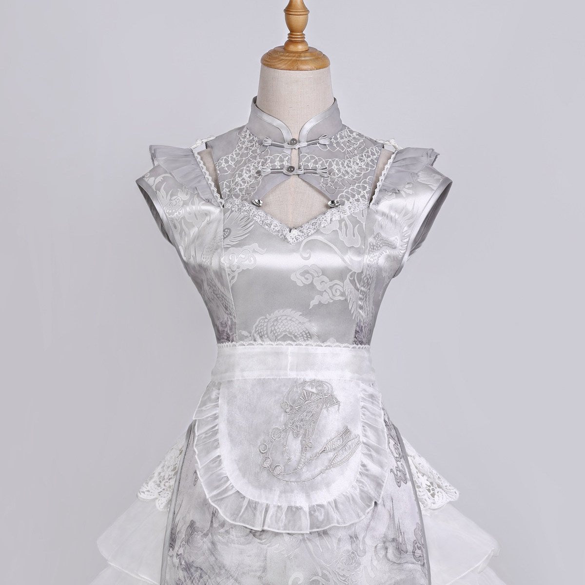 Silver Moon Girl Maid Apron Dress Set - LolitaEraSetSSilver Moon Girl Maid Apron Dress Set