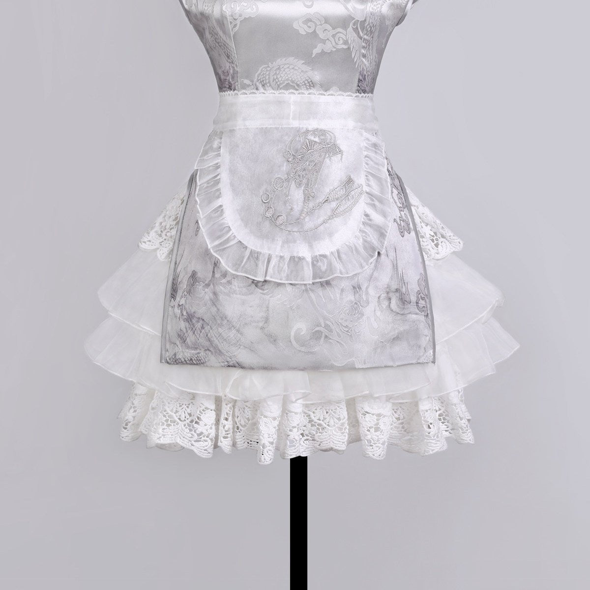 Silver Moon Girl Maid Apron Dress Set - LolitaEraSetSSilver Moon Girl Maid Apron Dress Set