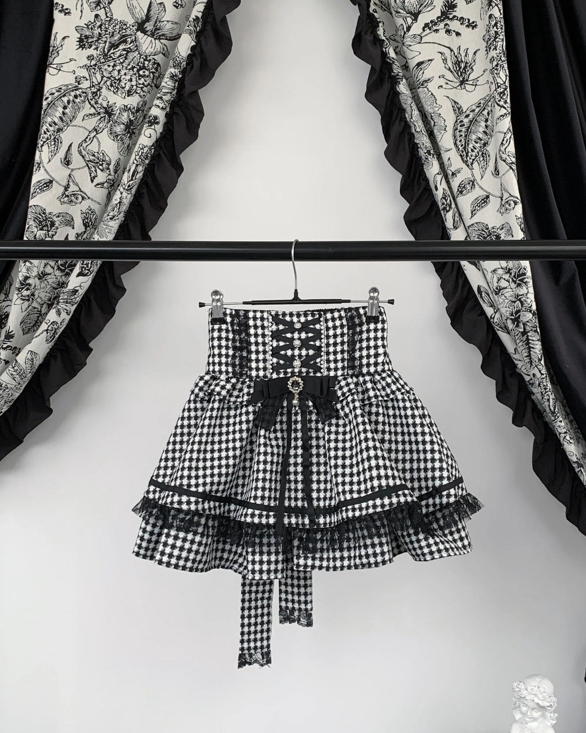 *Skirt* Virtual Heaven Original Design Mass-Produced Japanese-Style Skirt with Bow, Lace, and Pearls, Cute and Adorable