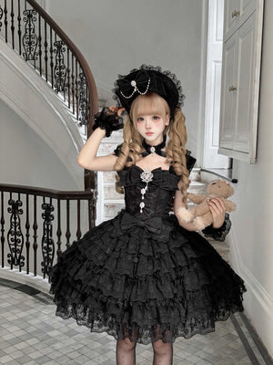 Snow Feather Lolita White Wedding JSK Dress 1310 - LolitaEraWhite JSKSSnow Feather Lolita White Wedding JSK Dress 1310