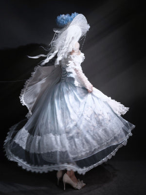 Snow Lily Elegant Lolita Separate Set LE1129 - LolitaEraTop+Skirt+Sleeves SetSSnow Lily Elegant Lolita Separate Set LE1129