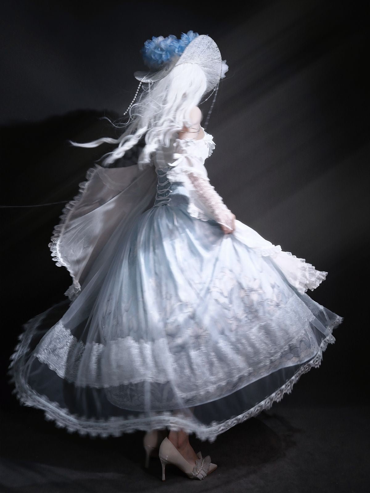 Snow Lily Elegant Lolita Separate Set LE1129 - LolitaEraTop+Skirt+Sleeves SetSSnow Lily Elegant Lolita Separate Set LE1129