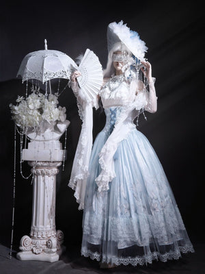 Snow Lily Elegant Lolita Separate Set LE1129 - LolitaEraTop+Skirt+Sleeves SetSSnow Lily Elegant Lolita Separate Set LE1129