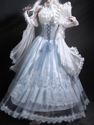 Snow Lily Elegant Lolita Separate Set LE1129 - LolitaEraTop+Skirt+Sleeves SetSSnow Lily Elegant Lolita Separate Set LE1129